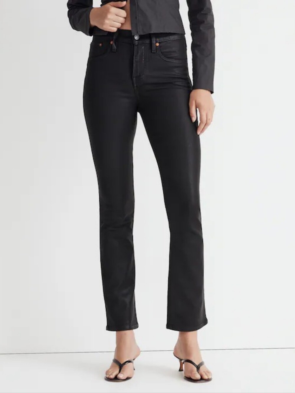 Madewell Kick Out Crop Jeans in True Black Wash Coated Edition 24